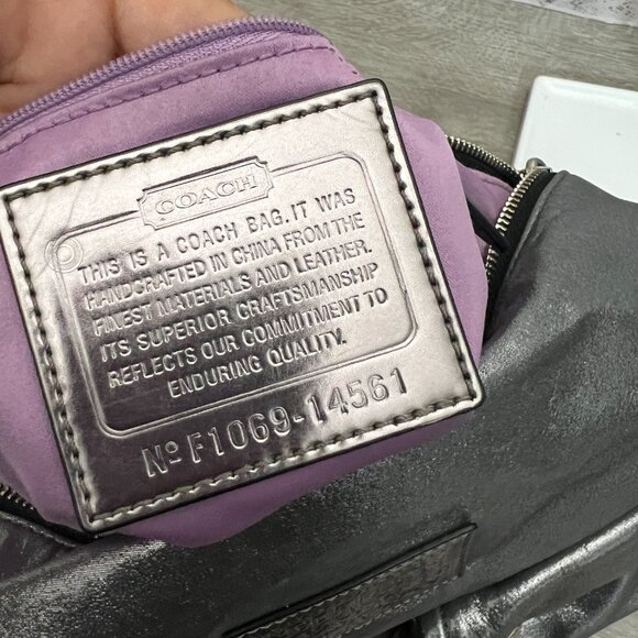 Coach COACH 14561 Poppy Metallic Silver Leather Shoulder Purse - Picture 5 of 6